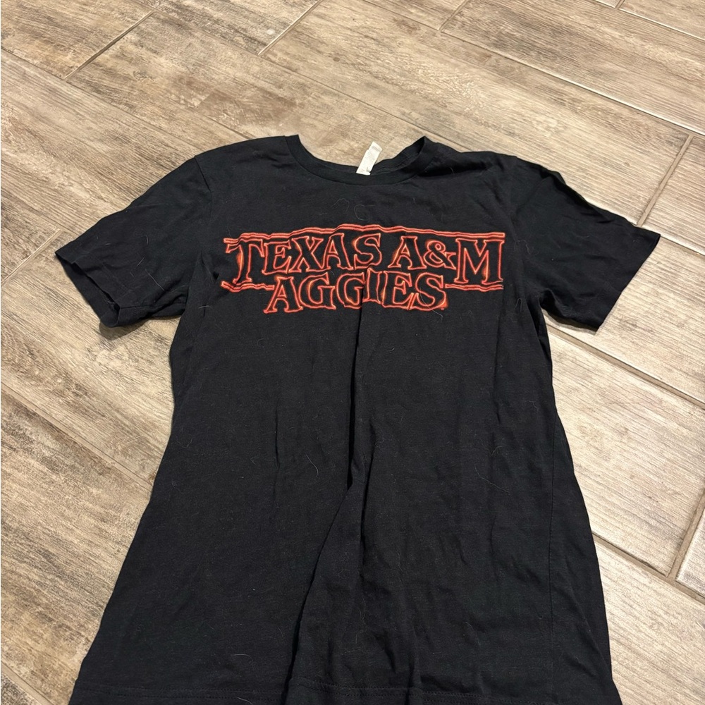 Texas A&M Aggies Black T-Shirt (Stranger Things Font)